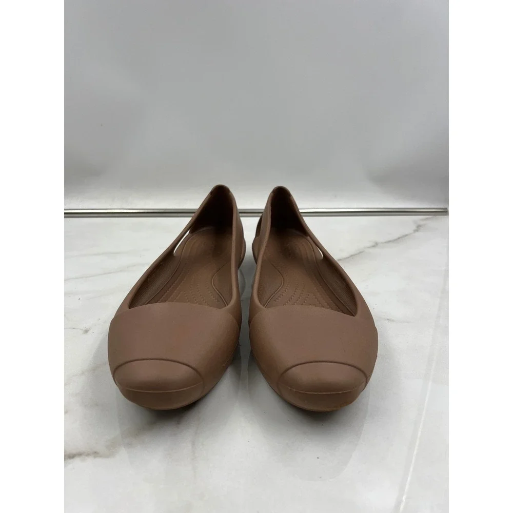 Crocs Sienna Flats Sz 9 Brown Tan Squared Toe Ballet Flats Women 202811 - Picture 5 of 12